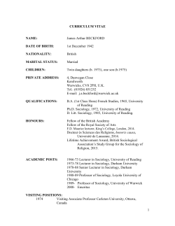 curriculum vitae - University of Warwick