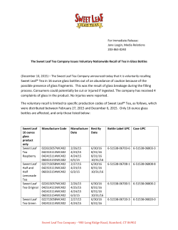 Sweet Leaf&reg; Tea in 16 ounce glass bottles out of an abundance of