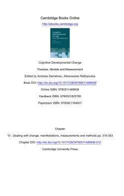 Cognitive Developmental Change: Theories, Models and