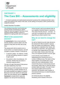 Factsheet 3 Assessments and eligibility