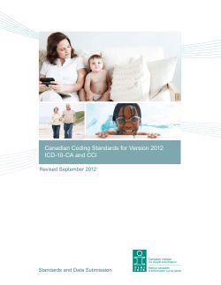 Canadian Coding Standards for Version 2012 ICD-10-CA and