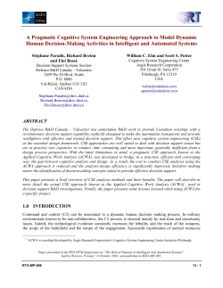 A Pragmatic Cognitive System Engineering Approach