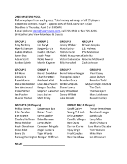 2015 MASTERS POOL Pick one player from each group. Total