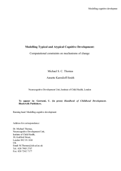 Modelling Typical and Atypical Cognitive Development