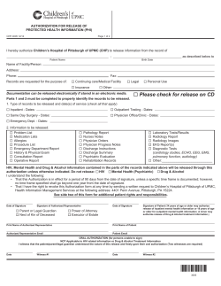 Authorization for Release of Protected Health Information