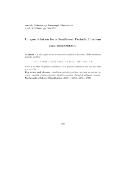Unique Solution for a Semilinear Periodic Problem - F.M.I.