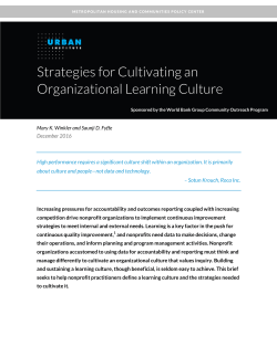 Strategies for Cultivating an Organizational