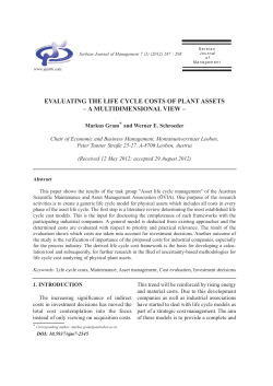 evaluating the life cycle costs of plant assets &ndash; a multidimensional view