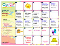 Cottage Lane Elementary School Lunch Menu June, 2017