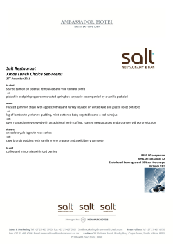 Salt Restaurant Xmas Lunch Choice Set-Menu