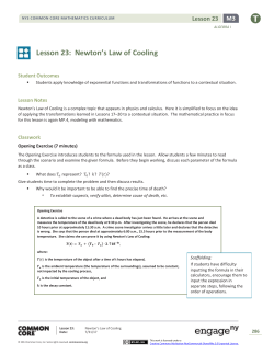 Lesson 23: Newton`s Law of Cooling