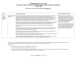 SARBANES-OXLEY Act of 2002 Summary of Key Provisions and