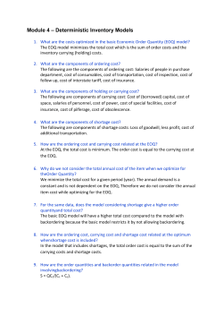 Module 4 &ndash; Deterministic Inventory Models