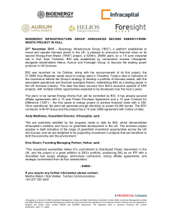 bioenergy infrastructure group announces second energy-from