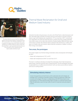 Thermal Waste Reclamation for Small and Medium - Hydro