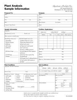 Plant Sample History