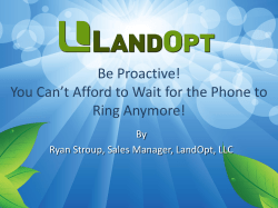 Don`t Wait for the Phone to Ring!