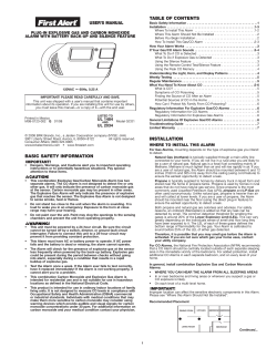 First Alert GCO1CN Alarm Manual