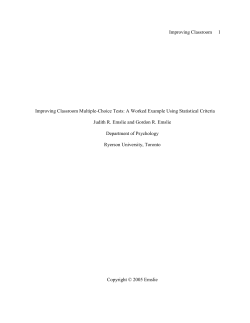 Improving Classroom Multiple-Choice Tests: A Worked Example