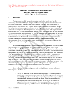 Note: This is a draft white paper, intended for internal review by the