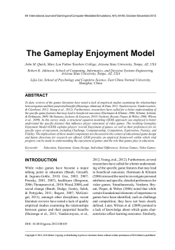 The Gameplay Enjoyment Model - (ANGLE) Lab