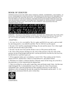 BOOK OF JEHOVIH WHEREIN IS REVEALED THE THREE GREAT