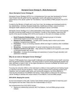 Aboriginal Cancer Strategy III &ndash; Media Backgrounder About