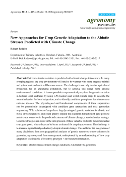 New Approaches for Crop Genetic Adaptation to the Abiotic Stresses
