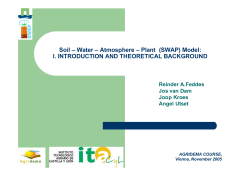 Soil &ndash; Water &ndash; Atmosphere &ndash; Plant (SWAP) Model: I