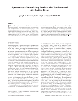 Spontaneous Mentalizing Predicts the Fundamental Attribution Error