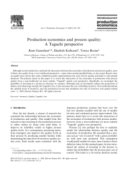 Production economics and process quality: A Taguchi perspective