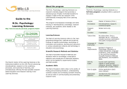 Guide to the M.Sc. Psychology: Learning Sciences