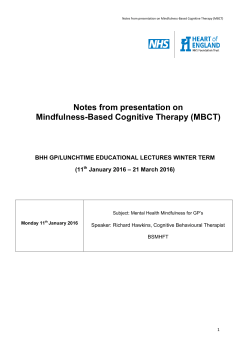 Notes from presentation on Mindfulness