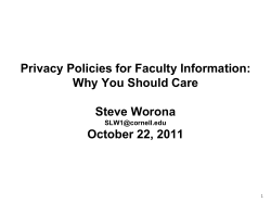 Privacy Policy and Faculty Steve Worona