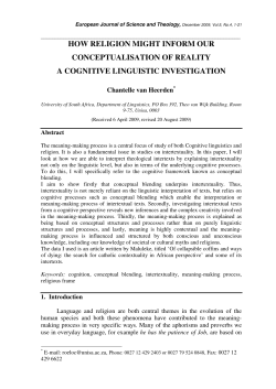 how religion might inform our conceptualisation of reality a cognitive