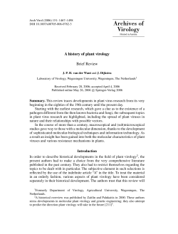 A history of plant virology Brief Review - Wageningen UR E