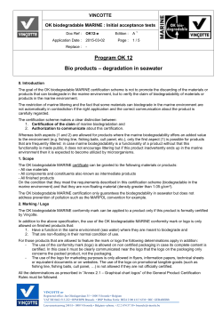 Program OK 12 Bio products &ndash; degradation in seawater