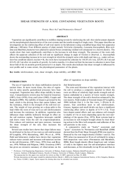 shear strength of a soil containing vegetation roots