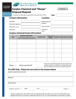 Surplus Chemical and "Sharps" Disposal Request