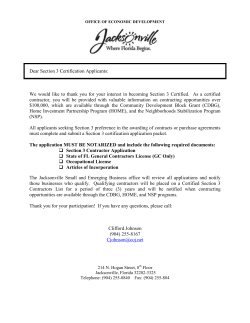 Dear Section 3 Certification Applicants: We would like to