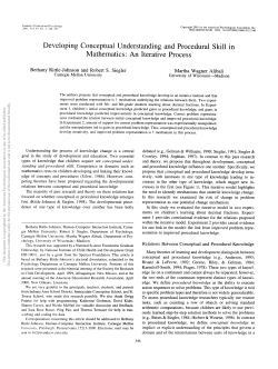 Developing Conceptual Understanding and Procedural Skill in