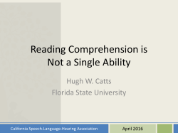 Reading Comprehension? - California Speech-Language