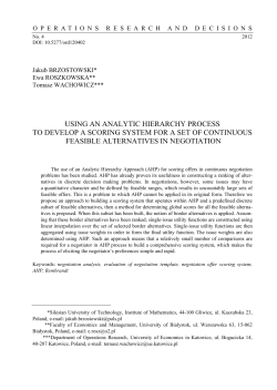 using an analytic hierarchy process to develop a scoring system for