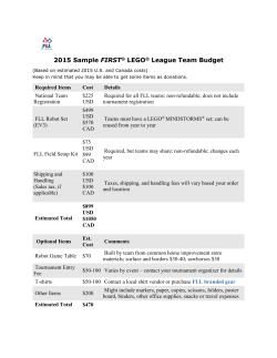2015 Sample FIRST® LEGO® League Team Budget