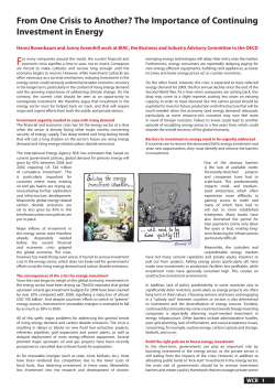 From one crisis to another? The importance of continuing investment