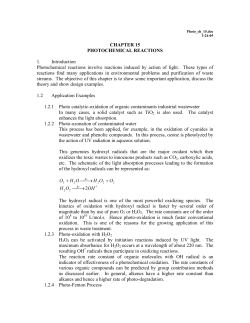 CHAPTER 15 PHOTOCHEMICAL REACTIONS 1. Introduction