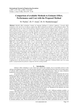 Comparison of available Methods to Estimate Effort, Performance
