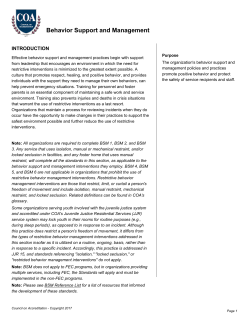 Behavior Support and Management