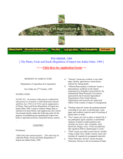 Plants, Fruits and Seeds (Regulation of Import into India ) Order, 1989