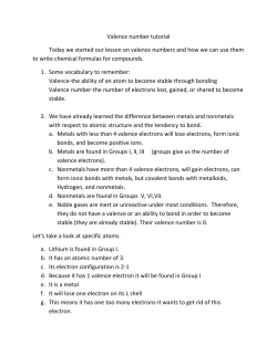 Valence number tutorial Today we started our lesson on valence